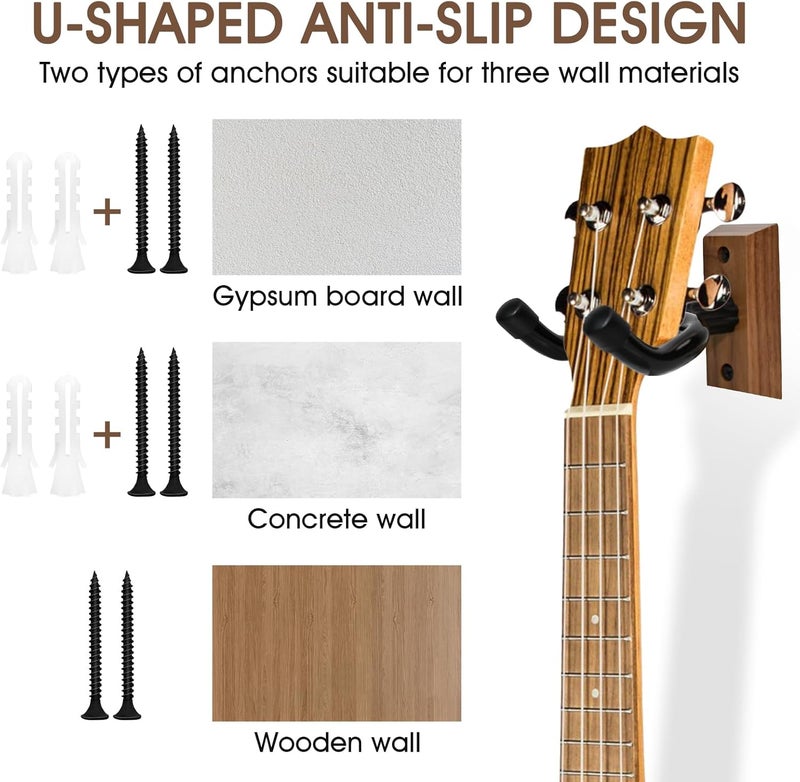 Dirvcp Wall Mounted Guitar Stand - Non Slip U-Shaped Suspension System, 1-Piece Set for Safe Storage of Original Guitar, Electric Guitar, Bass, and Six String Guitar - Image 5